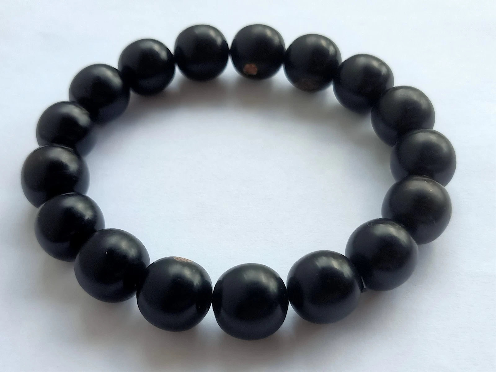 No Treatment Black Akar Bahar 12mm Natural Beads Bracelet