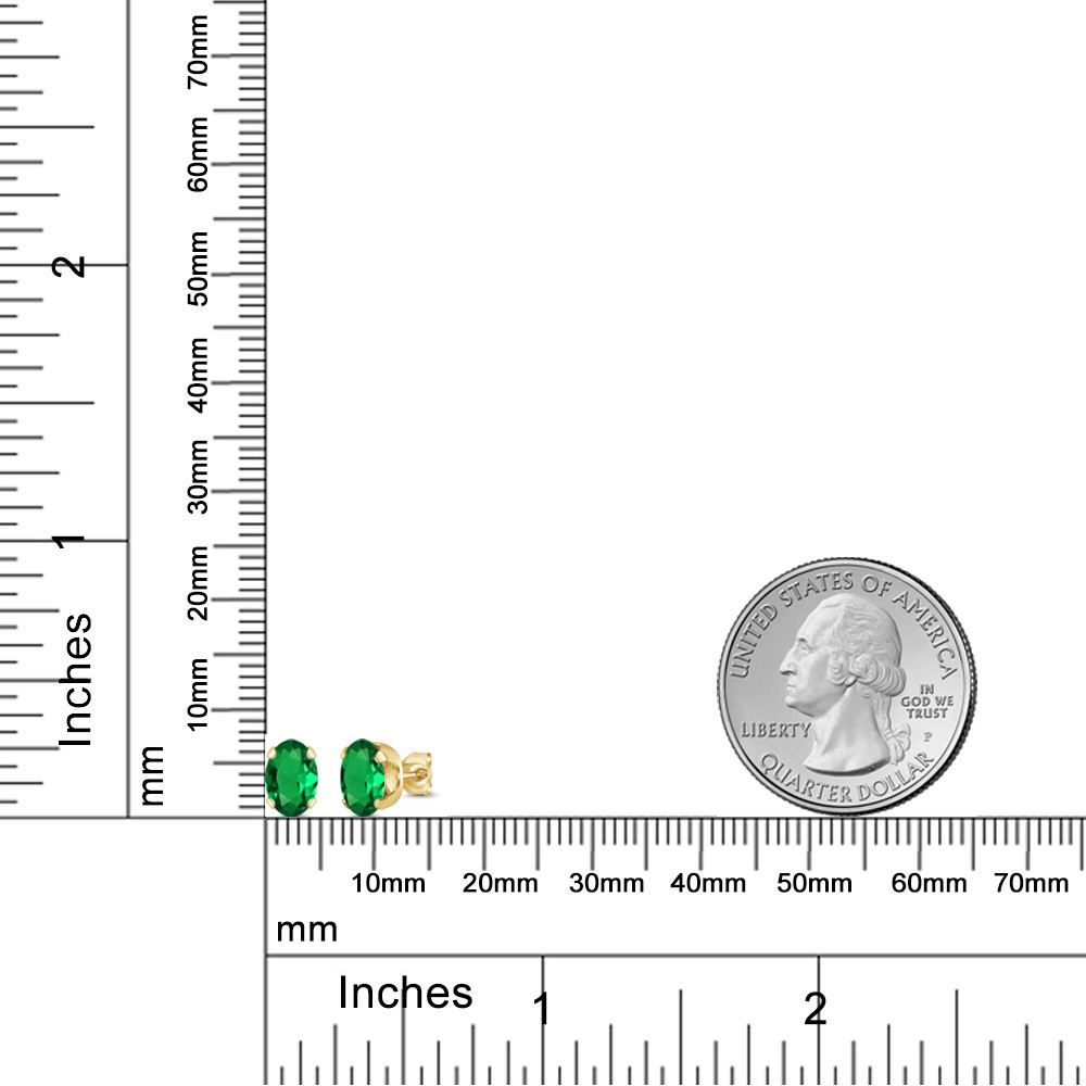 1.20 Cttw Simulated Emerald Stud Earrings For Women Men | 18K Yellow Gold
