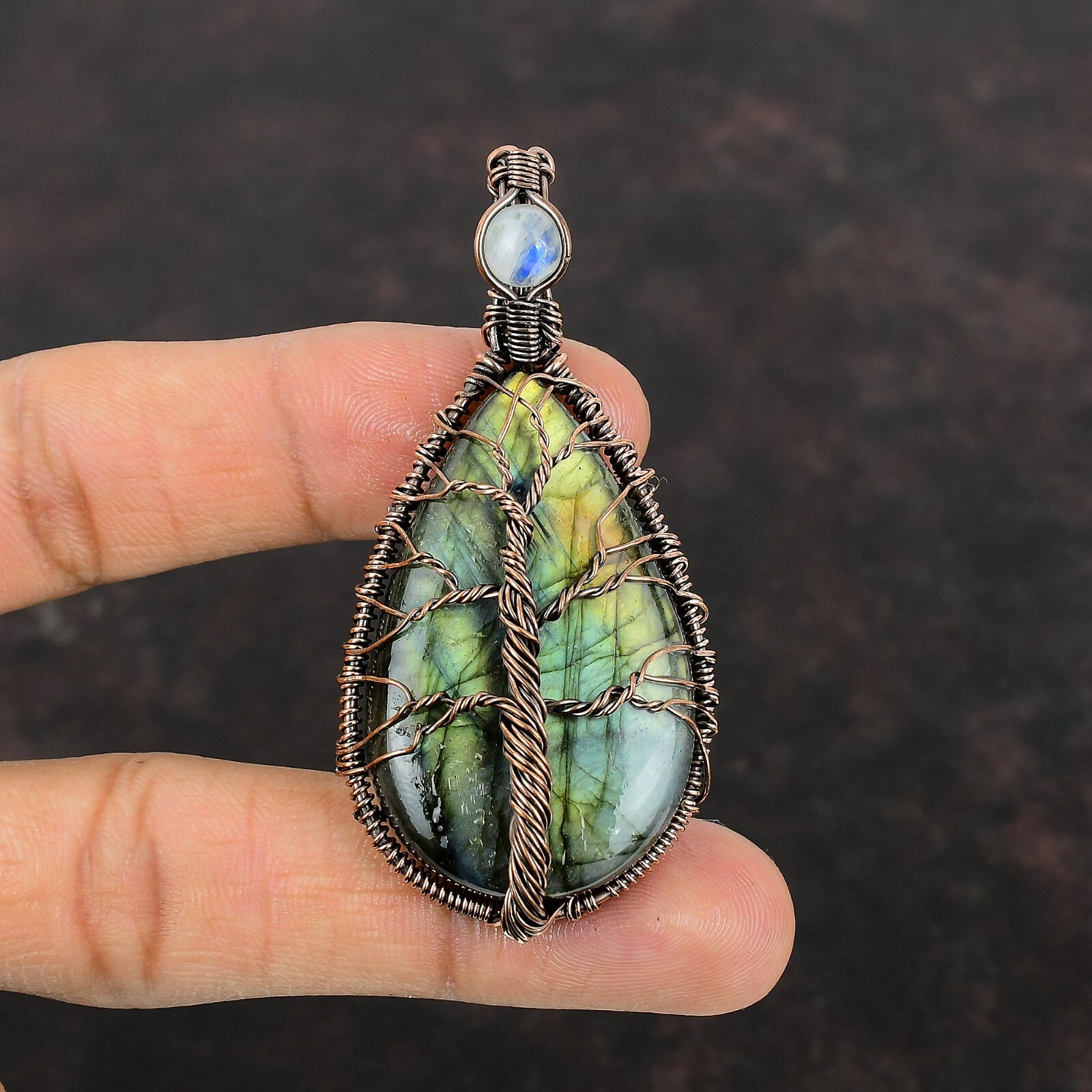 Labradorite Copper Gift For Love Wire Wrapped Tree Of Life Pendant 2.76″