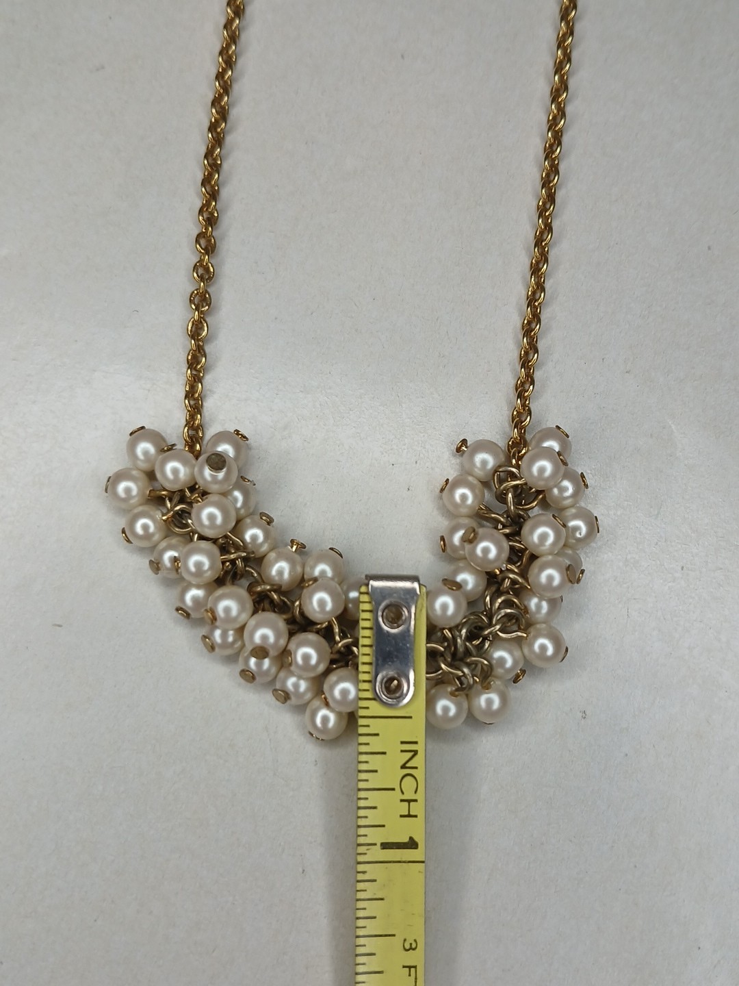 Gold Plated Brass Necklace With Cluster Seed Pearls Bridal Necklace 9.3 Grams