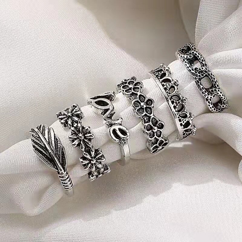 6PC Set Fashion Women Toe Foot Open Size Rings Retro Silver Beach Beauty 1028