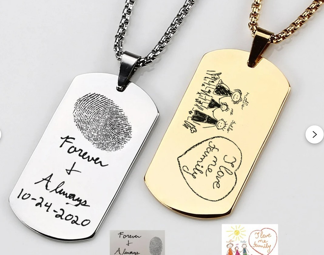 Personalised Engraved Men’s Necklace Army Dog Tag Any Text Birthday Anniversary