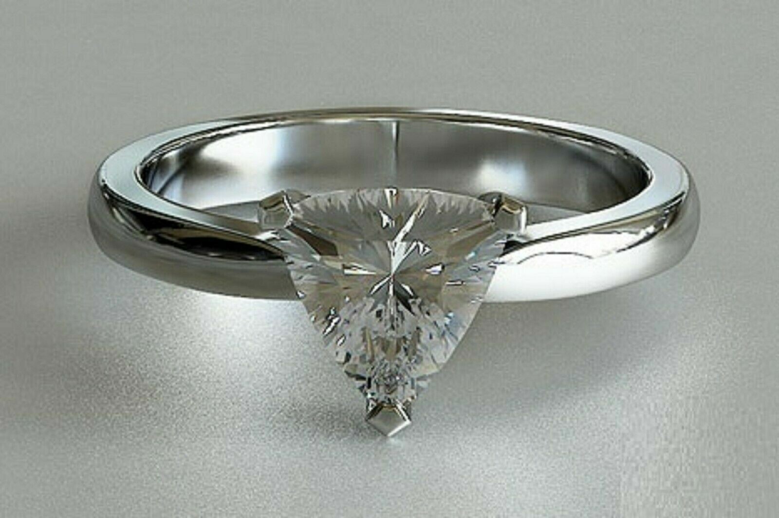 1 Ct Simulated Diamond Solitaire Engagement Ring 14k White Gold Plated Silver