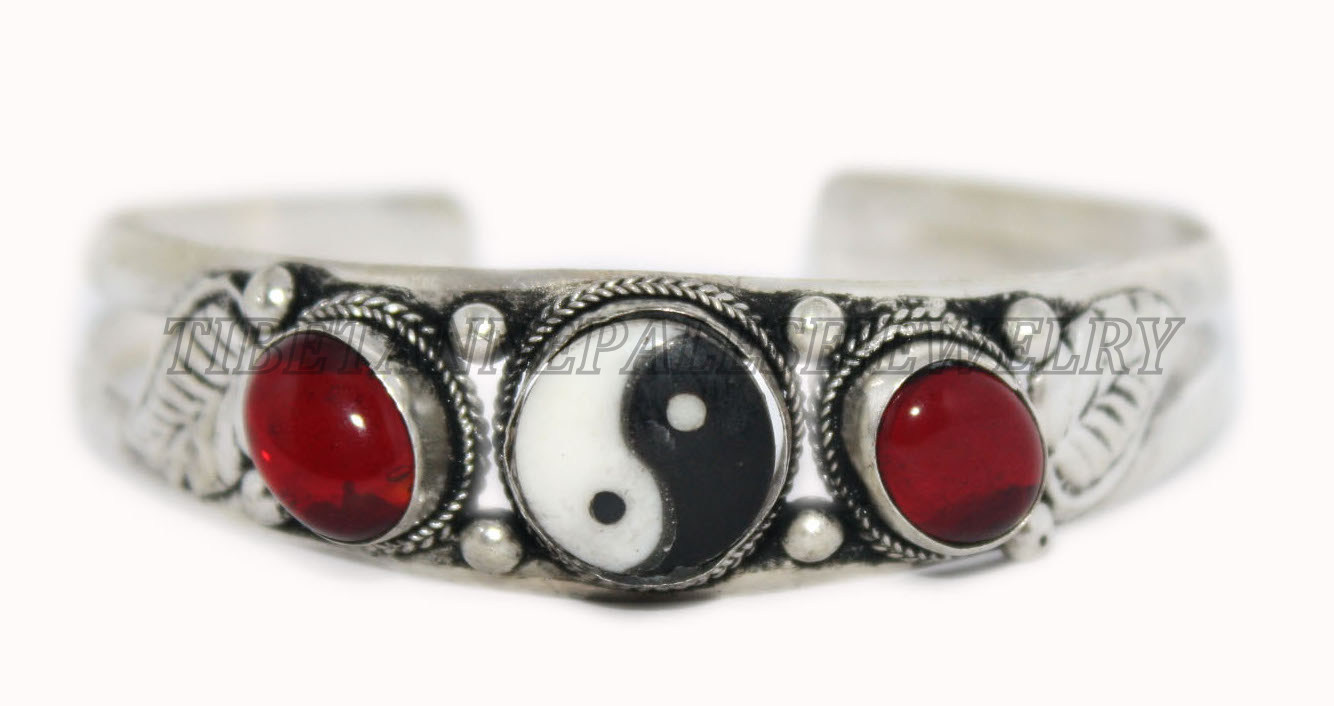 Ying Yang Bracelet Quartz Bracelet Cuff Bracelet Silver Bracelet Boho Tribal