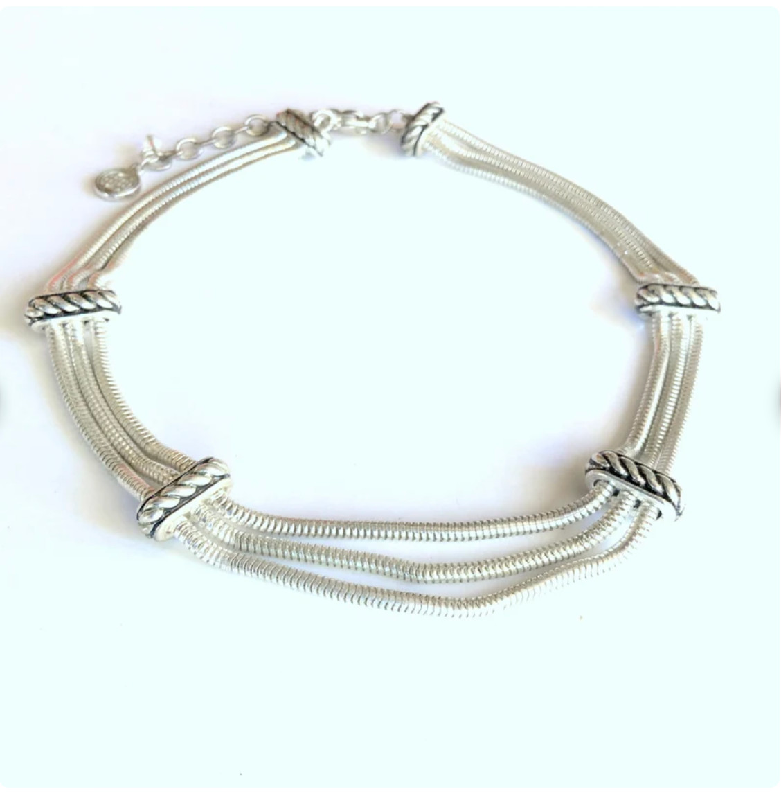 Chain necklace choker multi strand snake chain Dana Buchman layering layered bib