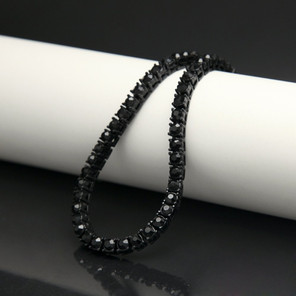 Mnyixsi Hip Hop Bling Black Link Chain 14K Gold Silver Plated 5mm Iced Out Tenni