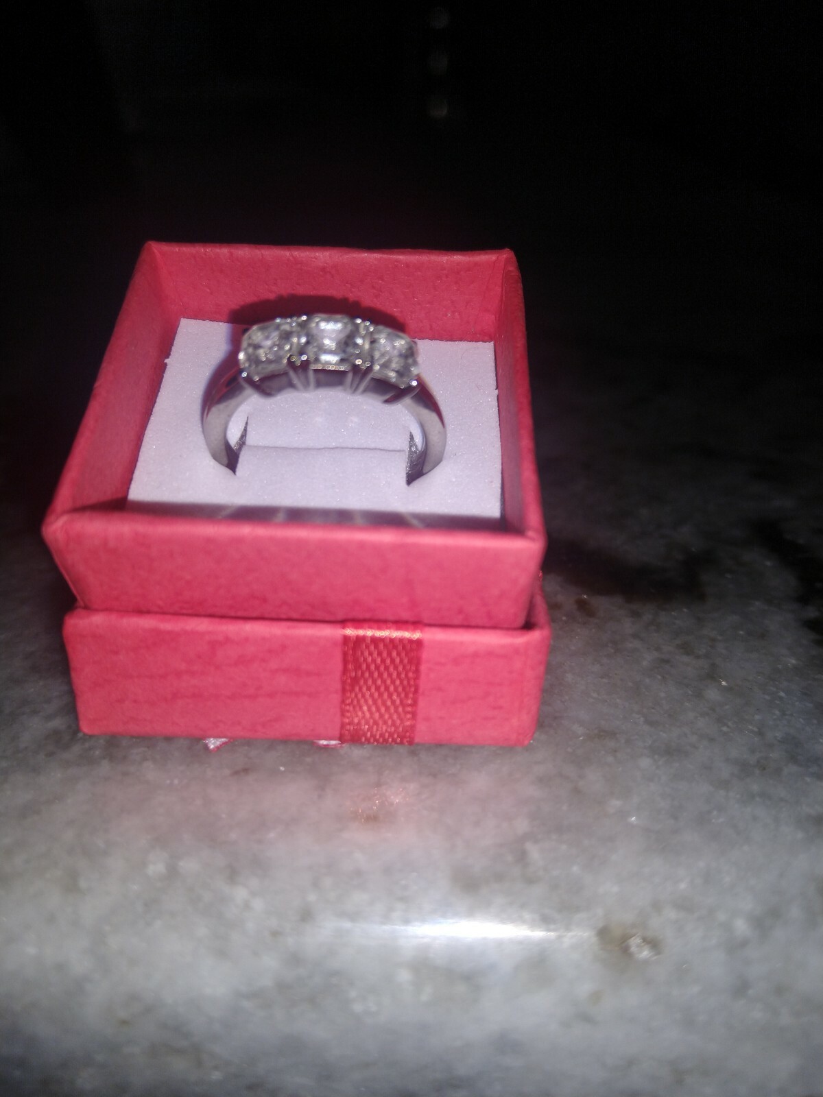 Lab Created White Sapphire 3 Stone Ring in Stainless Steel (Size 9.0) 2.60 ctw