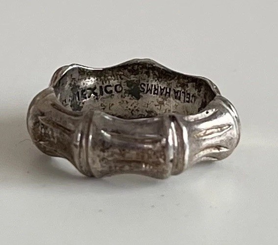 Vintage Celia Harms Sterling Silver Bamboo Ring Mexico Signed Size 4.25