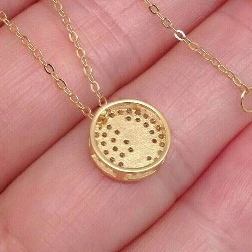 14K Yellow Gold Plated Round Cut Simulated Diamond Stunning Initial M Pendant