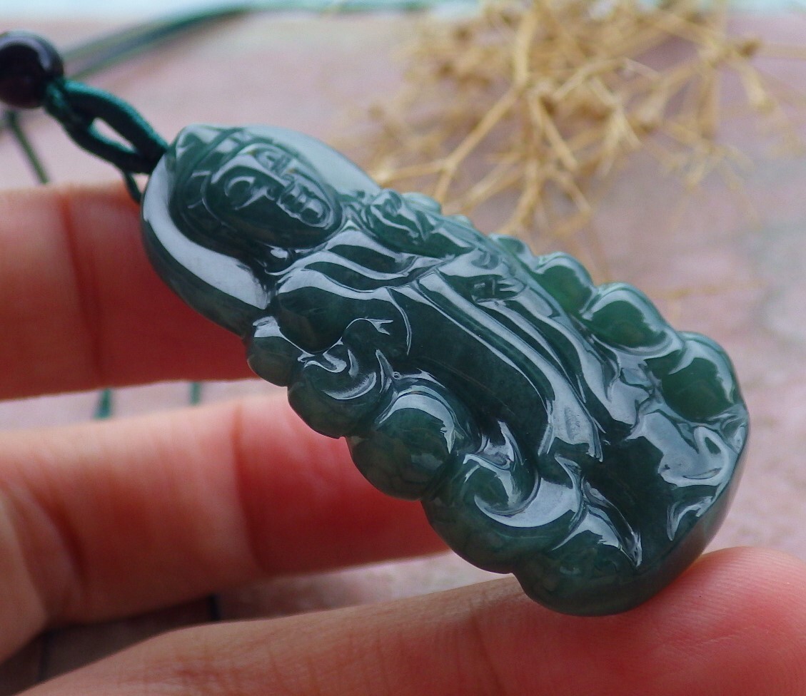 Video Certified Natural A Jade jadeite Pendant Guanyin Kwan yin 观音 108426 TS