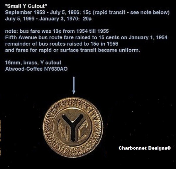 Vintage NYC 1953 New York City Subway transit token MTA pendant Necklace