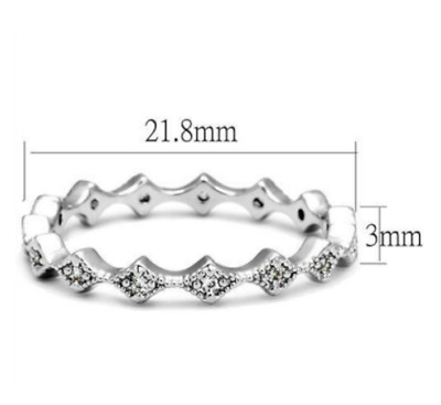 Eternity Silver Ring 3mm Stackable Band with CZ Accents only sizes 7 & 8 remain