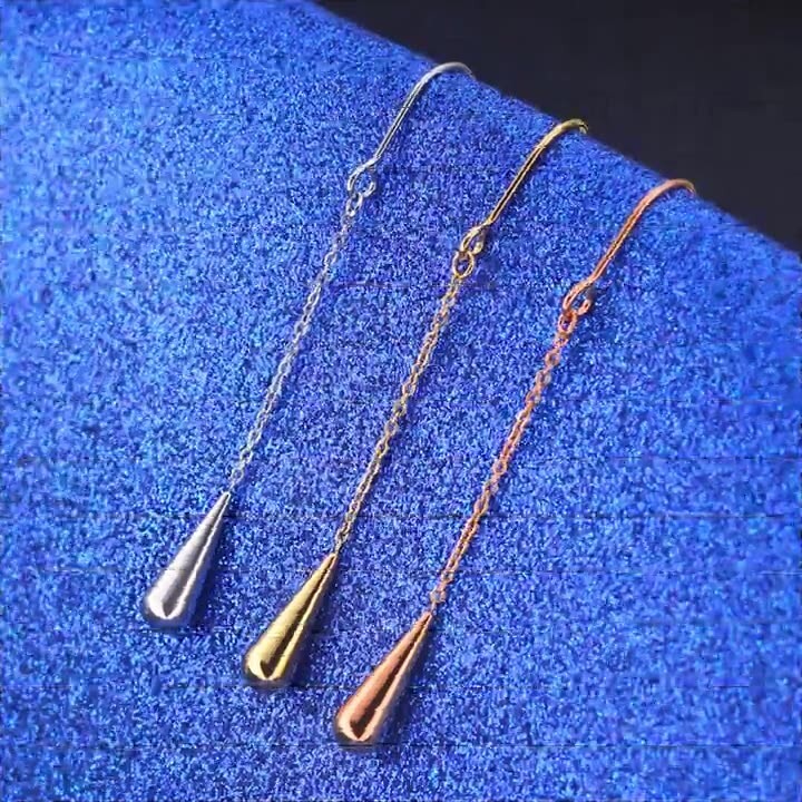 Fashion Titanium Hypoallergenic Steel Tassel Long Chain Teardrop Drop Earrings