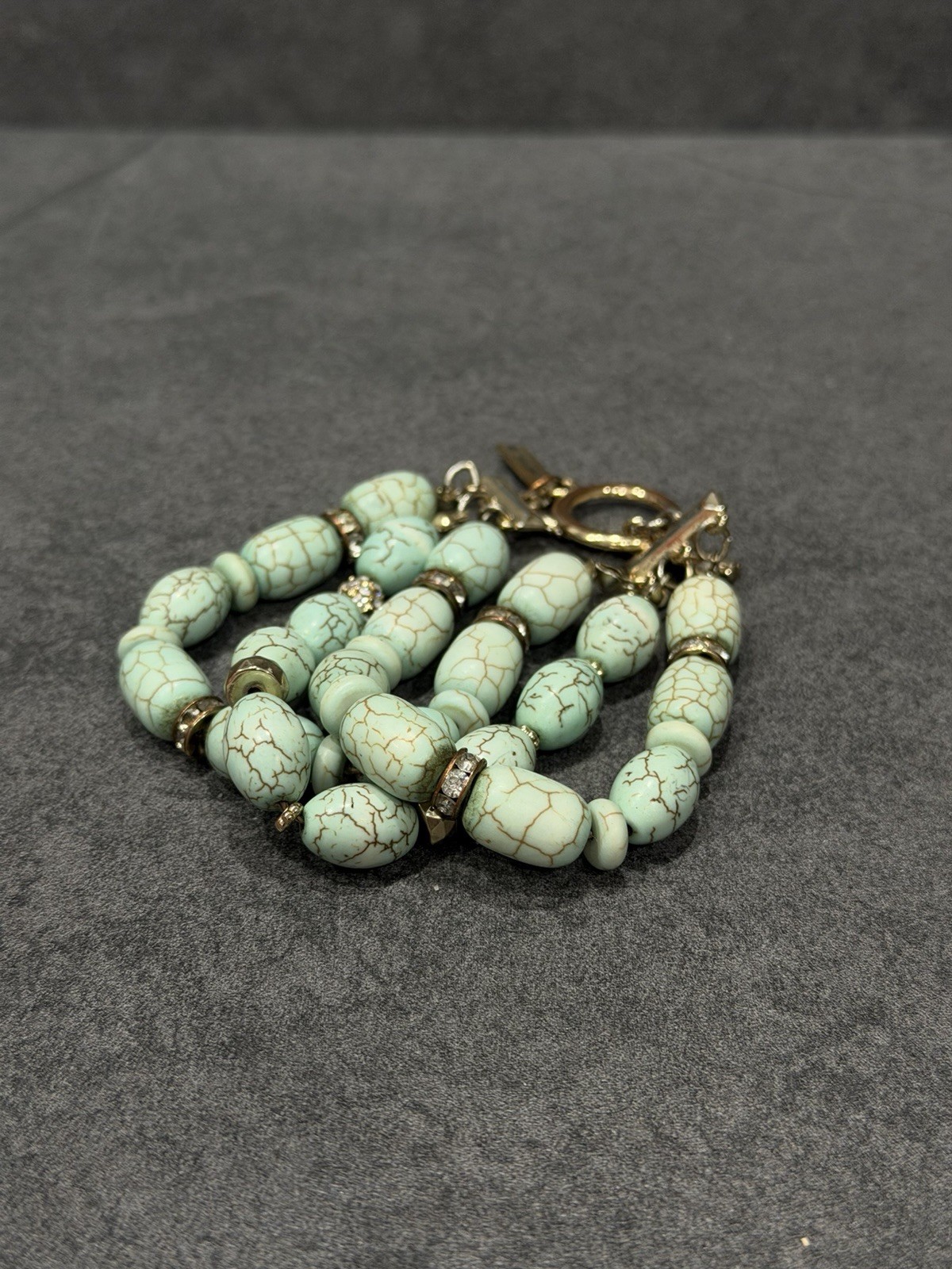 The Limited Light Blue Multi-Strand Beaded Charm Toggle Bracelet Signed