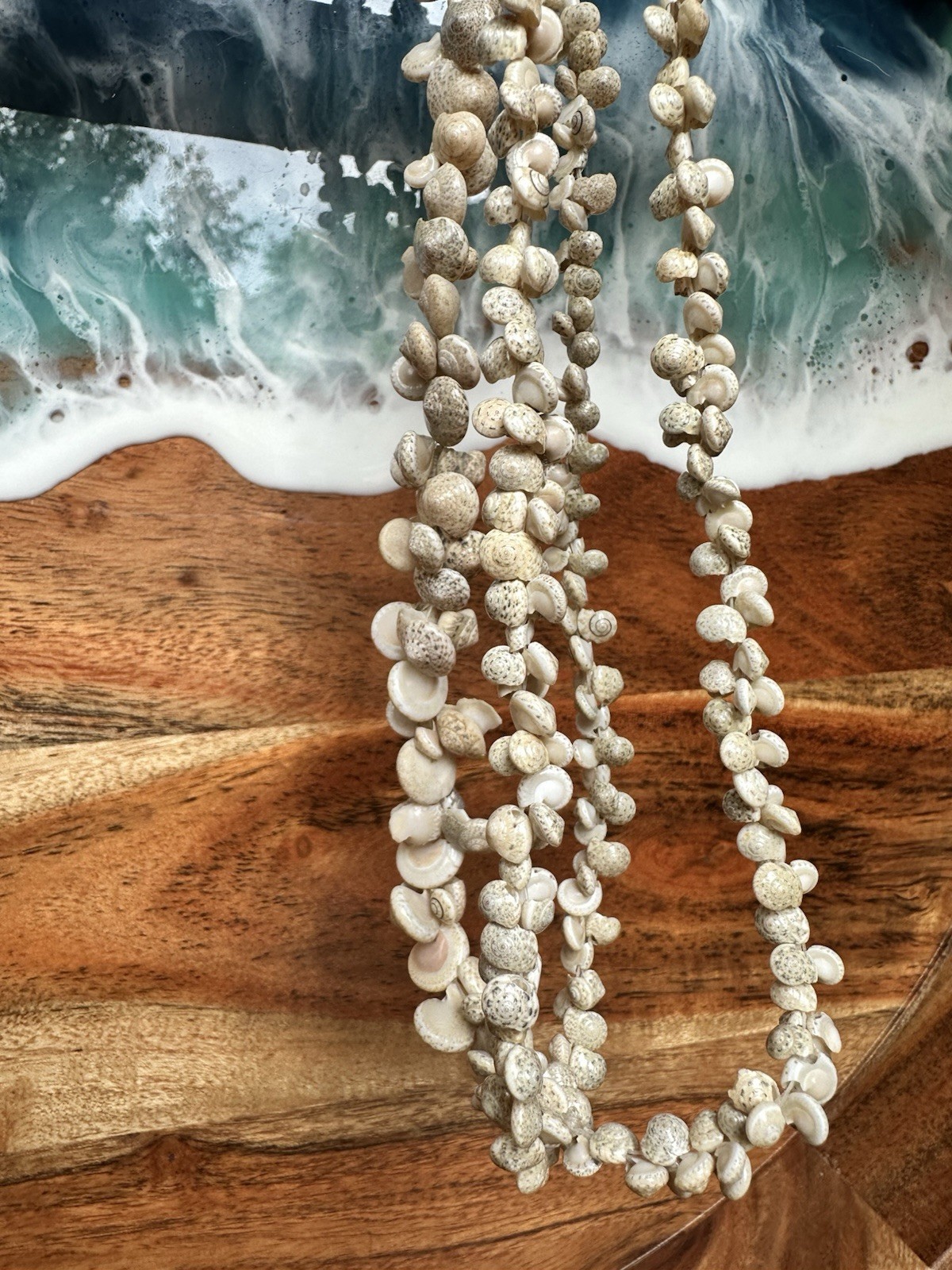 Multi-Strand White Natural Shell Beaded Necklace Beach Theme