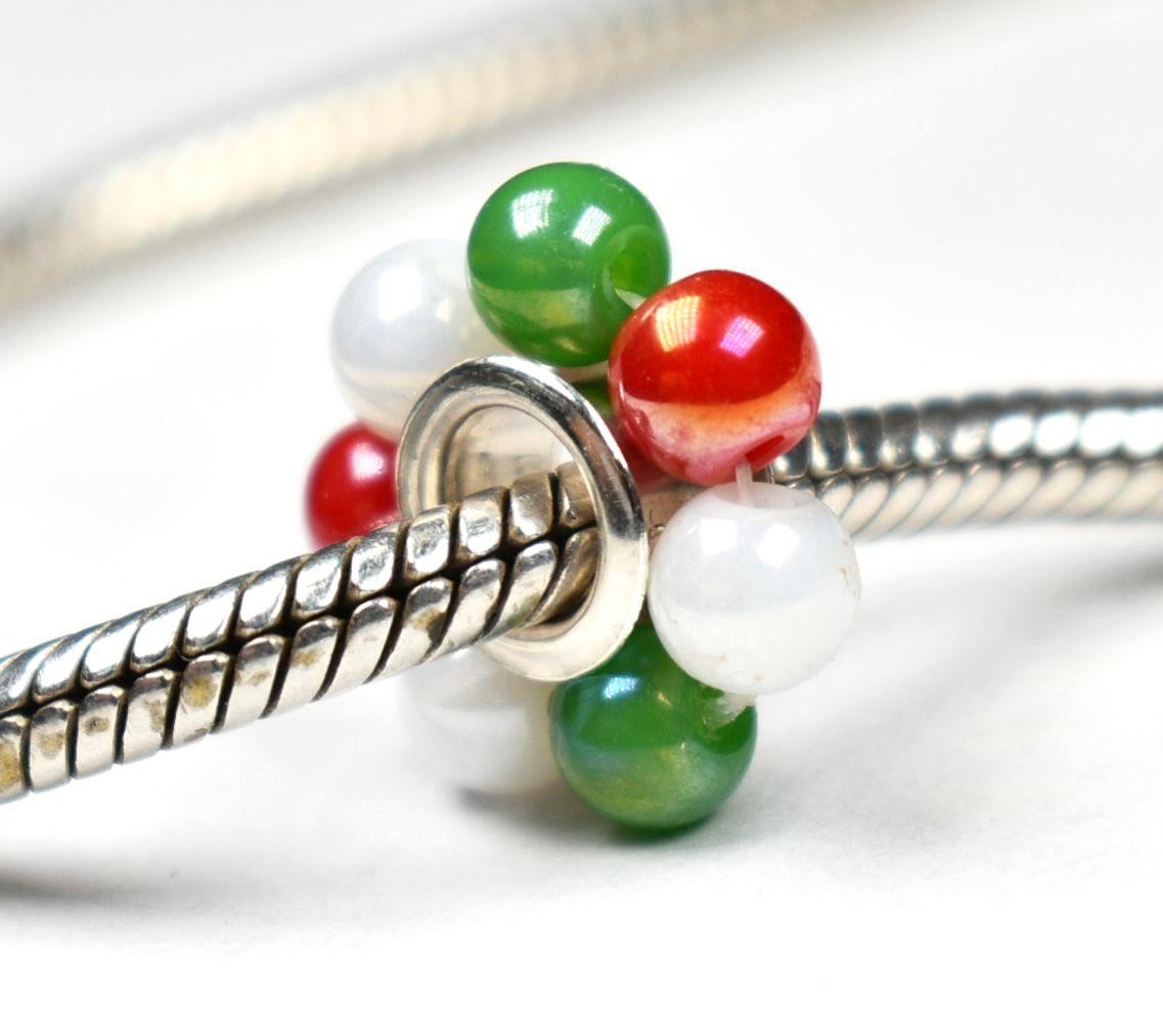 Glass Baubles seed bead 13.6mm, full silver core, fits European charm bracelets