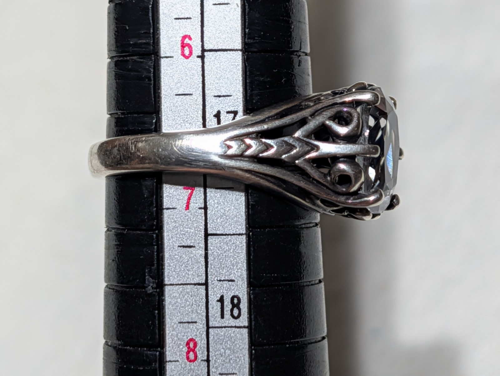 Kabana Sterling Filigree Pale Blue Stone Solitaire Ring Size 7 Aqua Marine?