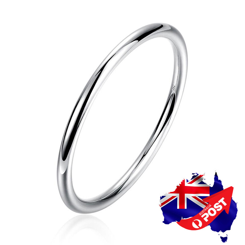 Women’s 925 Sterling Silver Filled Solid 5.5mm Round Bangle Bracelet Stunning