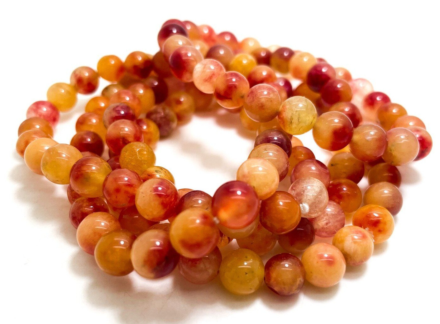 1PC x Handmade Fashion Gemstone Beaded Bracelet (Orange Yellow Jade)