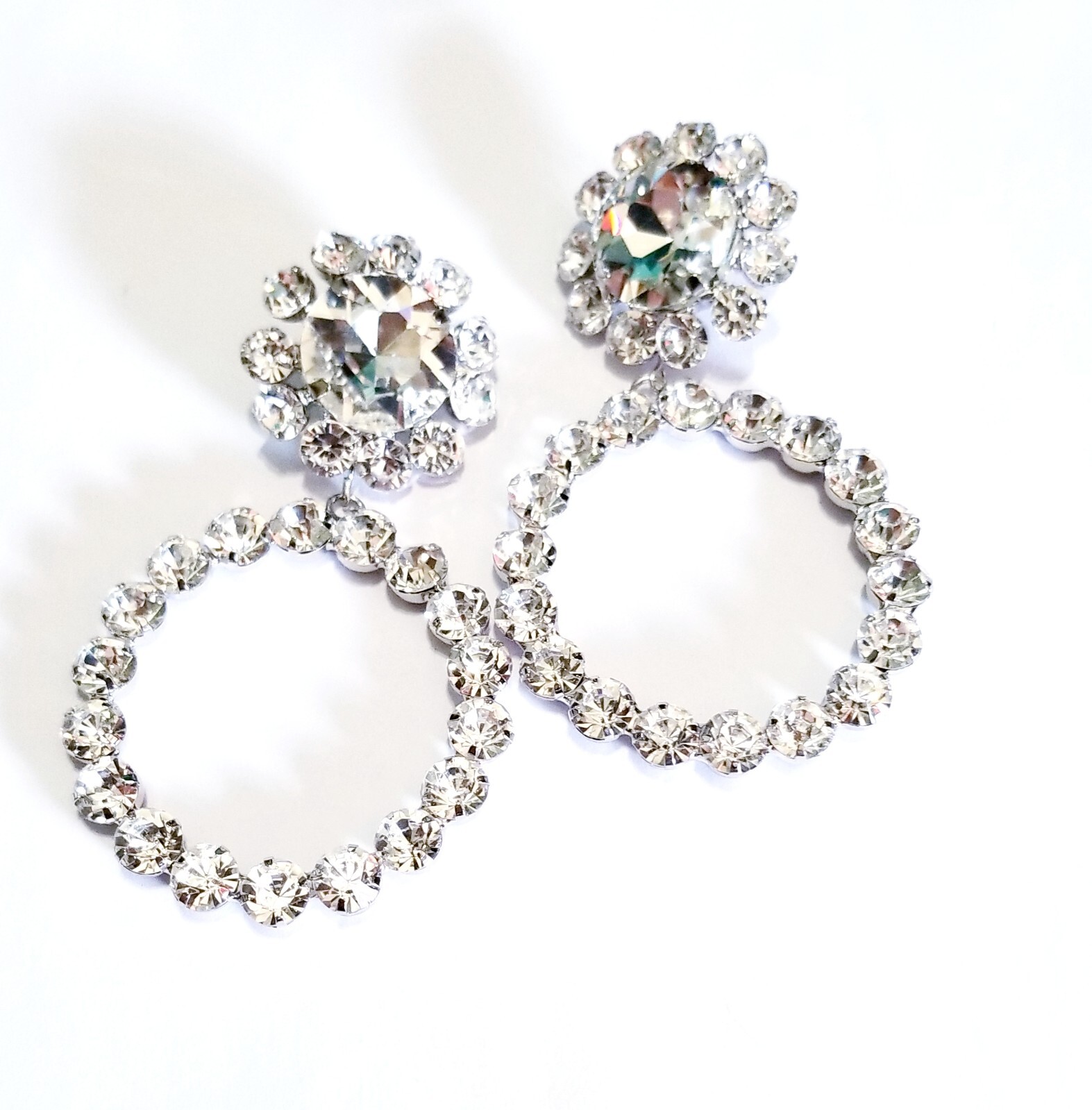 Clear Crystal Bridesmaid Rhinestone Chandelier Drop Earrings 3.3 Inch Jewelry