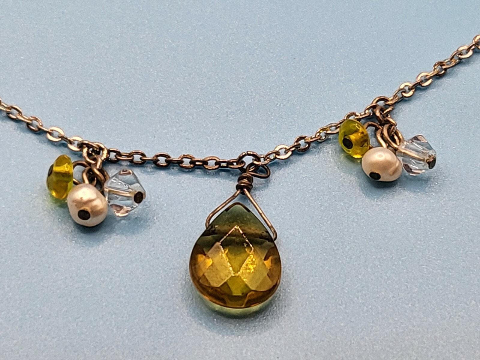 VJ – Vicky Jousan Yellow Crystal Necklace Approx 20 Inches Long