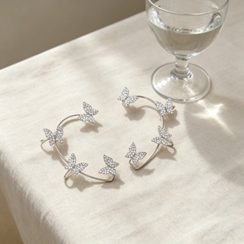 4 Pcs Butterfly Ear Cuffs Crystal Ear Climber No Piercing Jewelry Women Gift