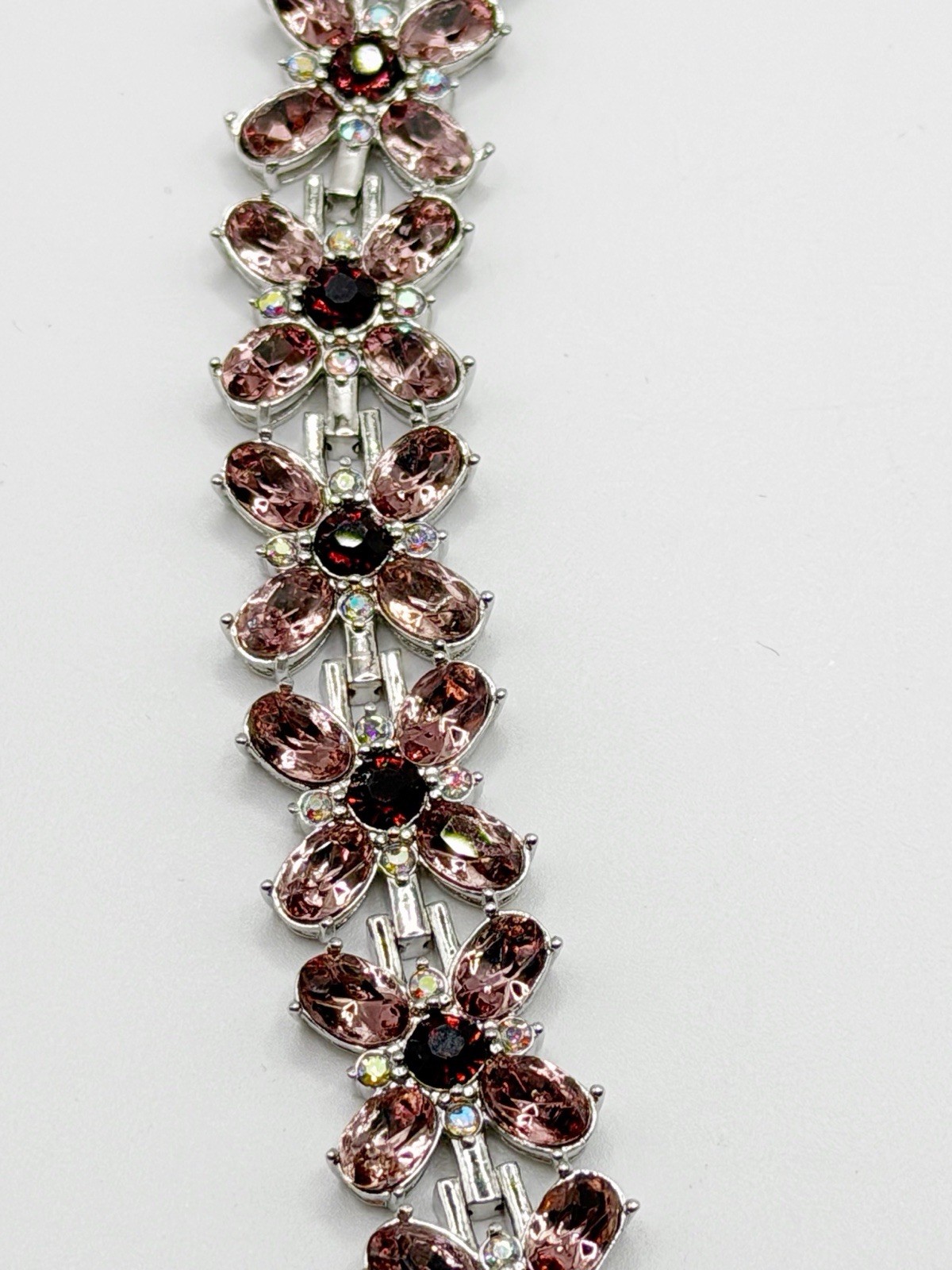 Danbury Mint Cherry Blossom Crystal Bracelet 7.5”