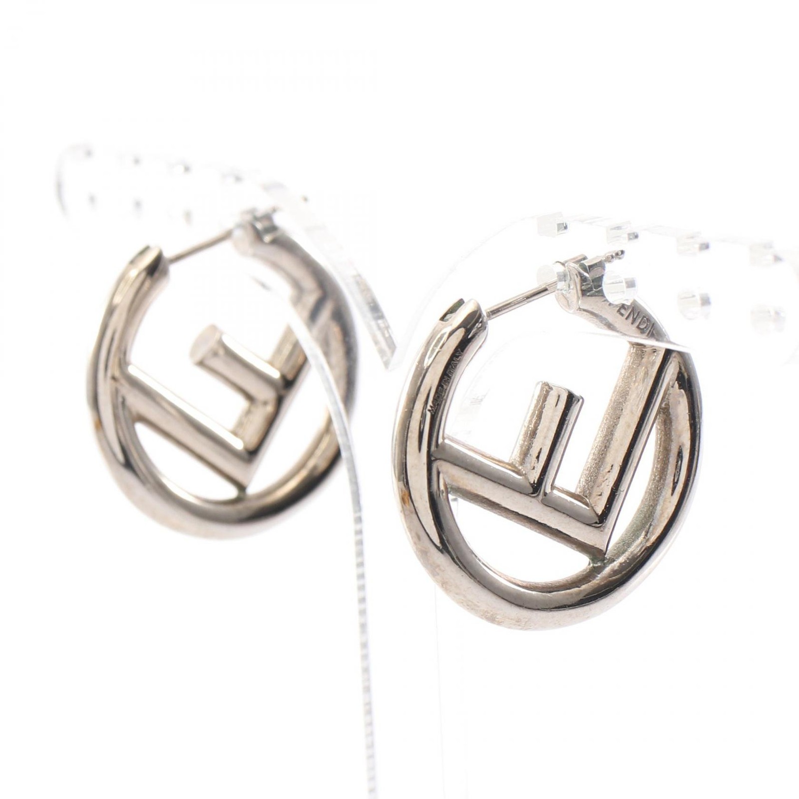 FENDI Ef’s Hoop Pierced earrings Stainless Steel Used Women