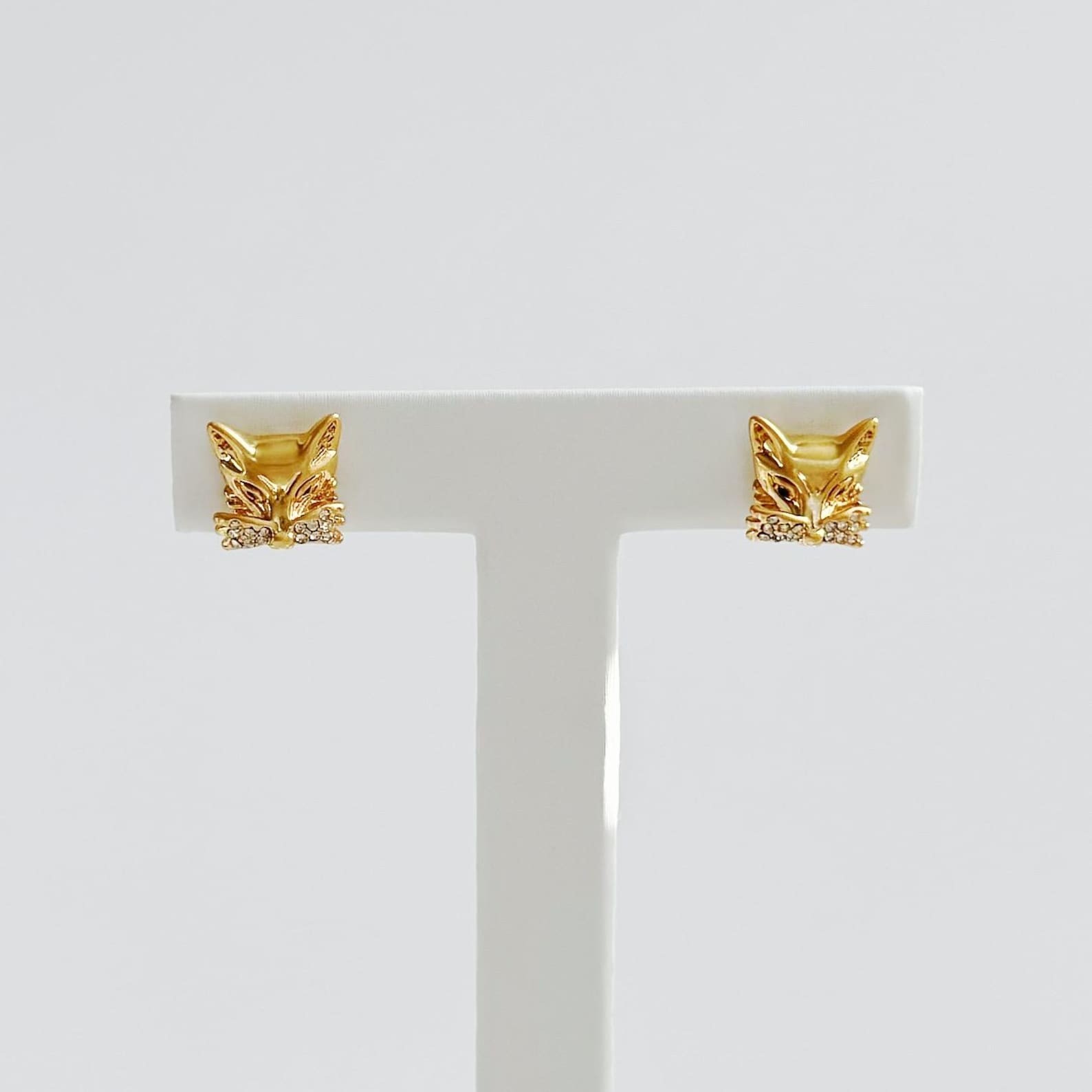 Kate Fox gold tone plated brass stud earrings Gift for her