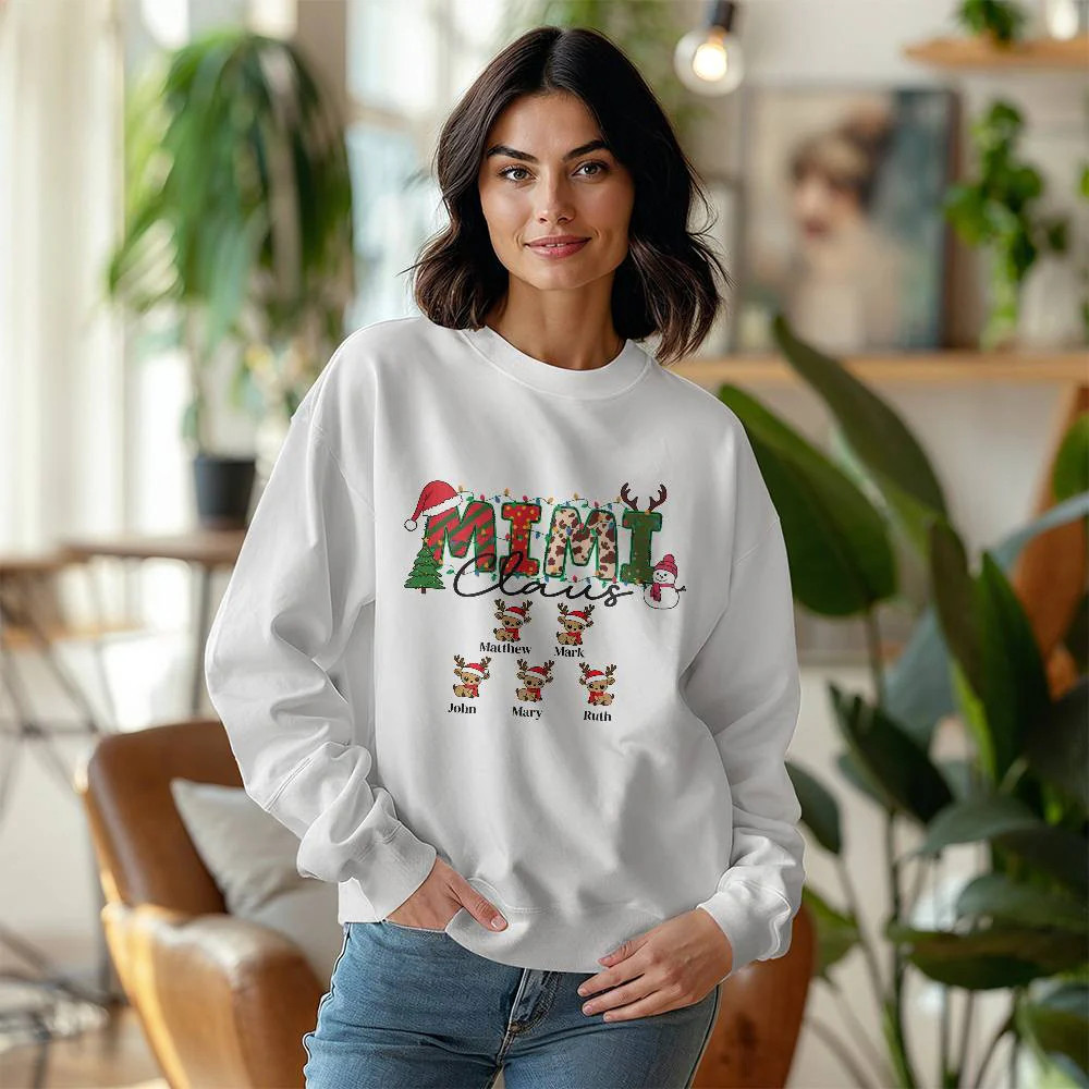 Personalized Mimi Claus Grandkids Crewneck Sweatshirt