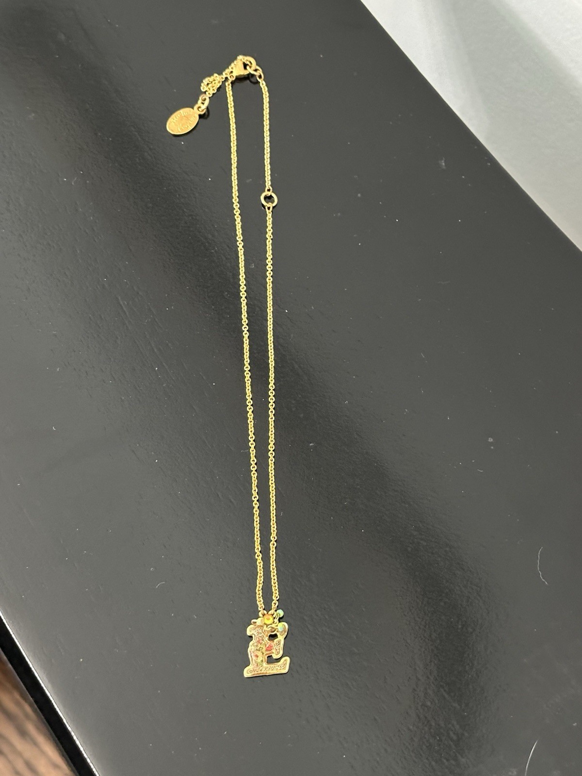 Michal Negrin Initial “E” Necklace with Original Bo