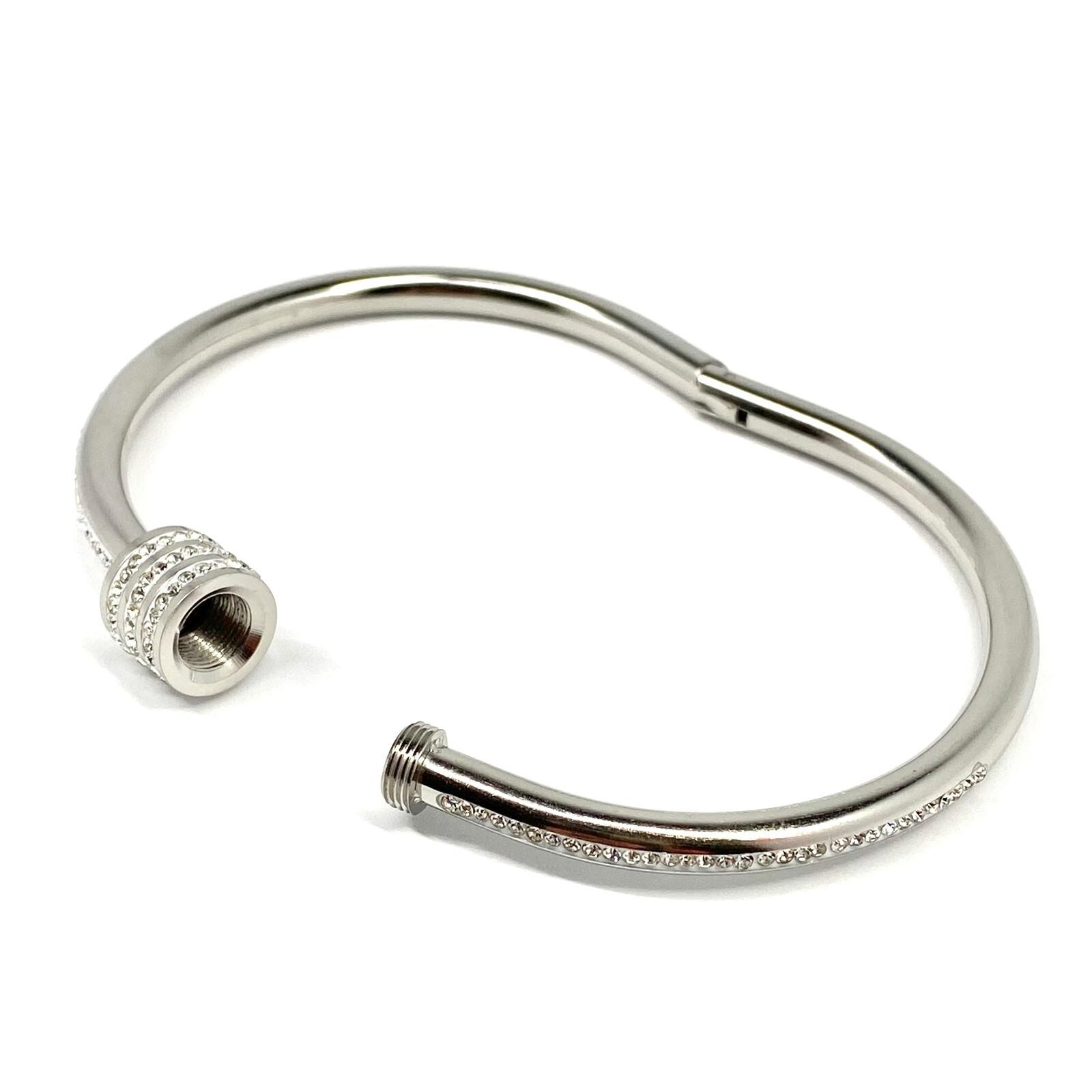 18k Gold Plated Titanium Steel Rhinestone Spinner Cuff Bangle Bracelet Stackable