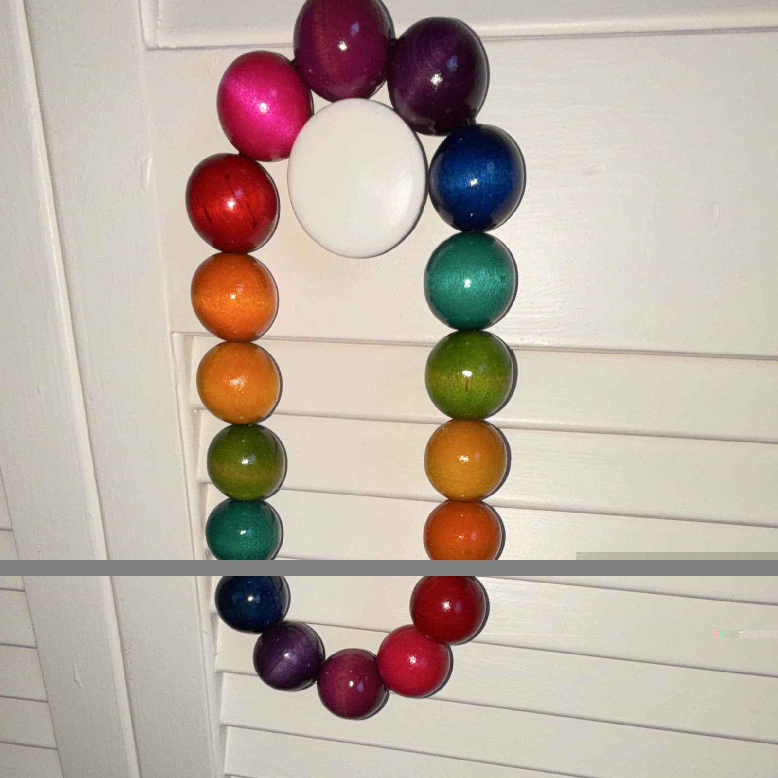 Multicolor Plastic Large Round Bead Statement Necklace, Adjustable No Clasp