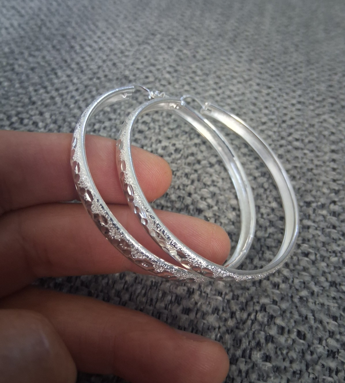 arracadas de plata 925 mexicana aretes / silver 925 5.5cm Silver 9.25 Earrings.