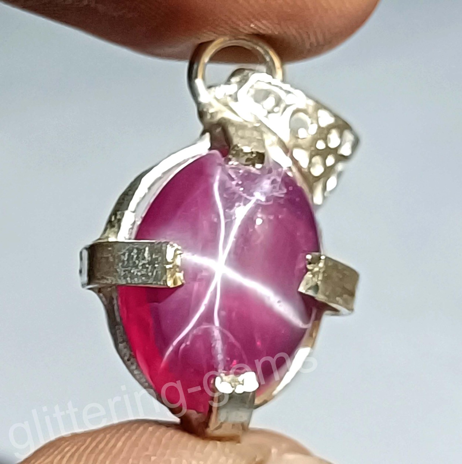 Natural 27.65 Ct Star Ruby Pendant Oval Shape 925 Solid Pendant Loose Gem 5DOS