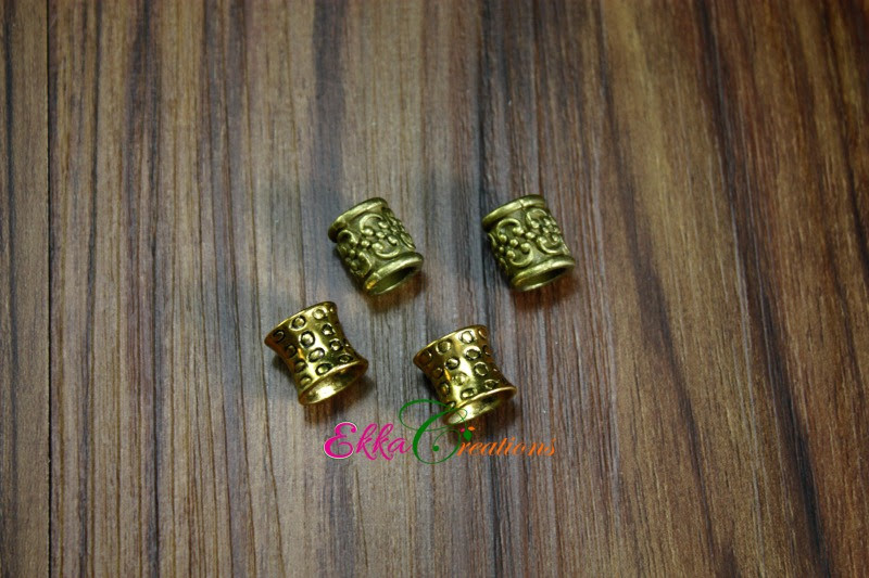 Viking Beard Beads/4 count viking biker beads/Antique red copper beads/7 mm hole