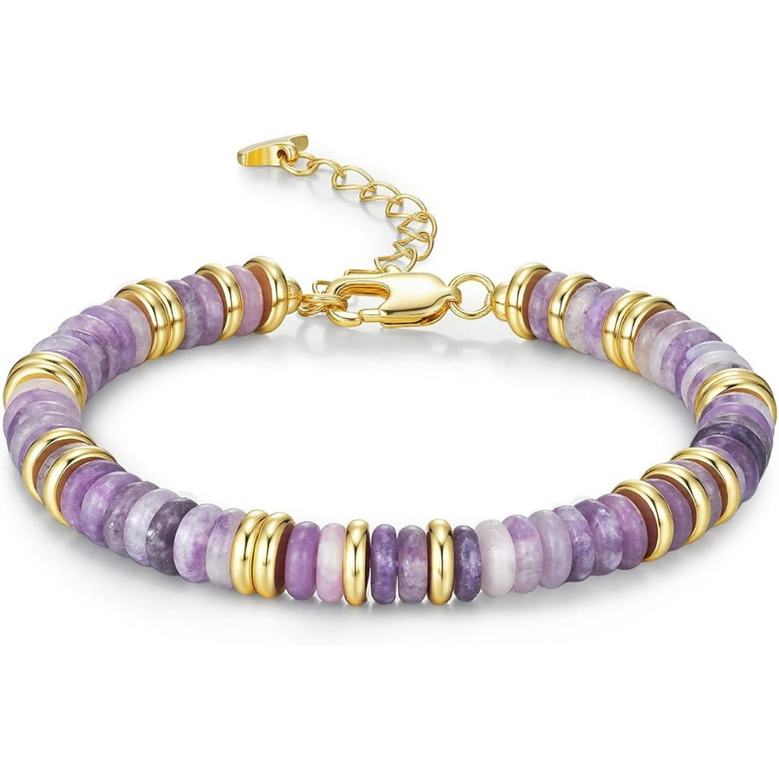 Gold Tone Multicolor Disc Beaded Bracelet Women Simulated Stone Jewelry Gift Set