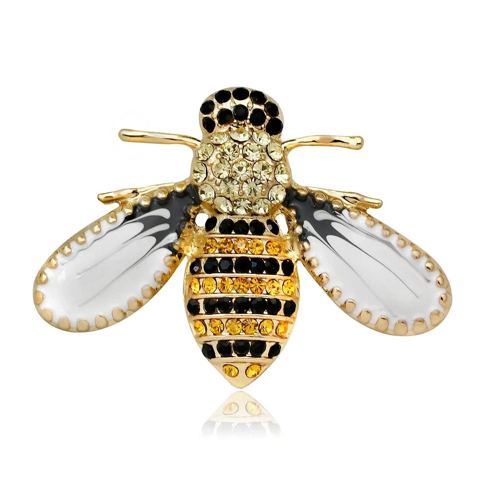 Rhinestone Bee Brooch Pin Gold Tone Insect Jewelry, Summer Beach Jewelry Gift US