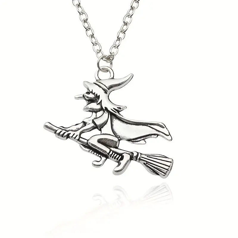 Witch Jewelry Vintage Look Gothic Retro Magician Pendant Necklace