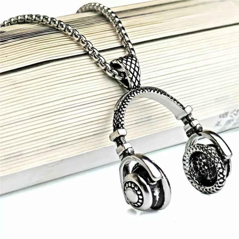 MENDEL Mens Headphone Music Hip Hop DJ Rapper Necklace Pendant Jewelry Chain
