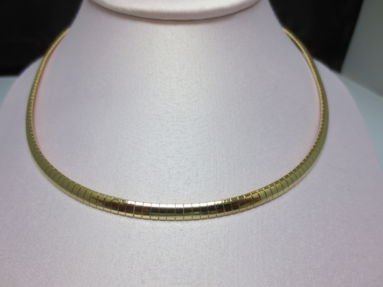 14kt GOLD PLATED 4MM DOMED OMEGA CHAIN NECKLACE 16-18 INCHES