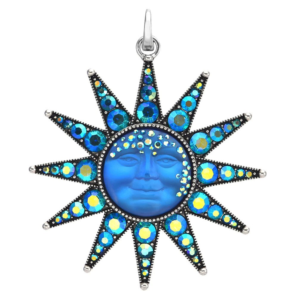 Kirks Folly Stella Luna Goddess Seaview Moon Open Ring Charm Necklace silvertone