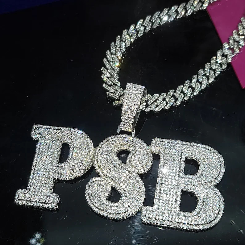 14K White Gold Plated Personalized Hip Hop Pendant 4 Ct Round Simulated Diamond