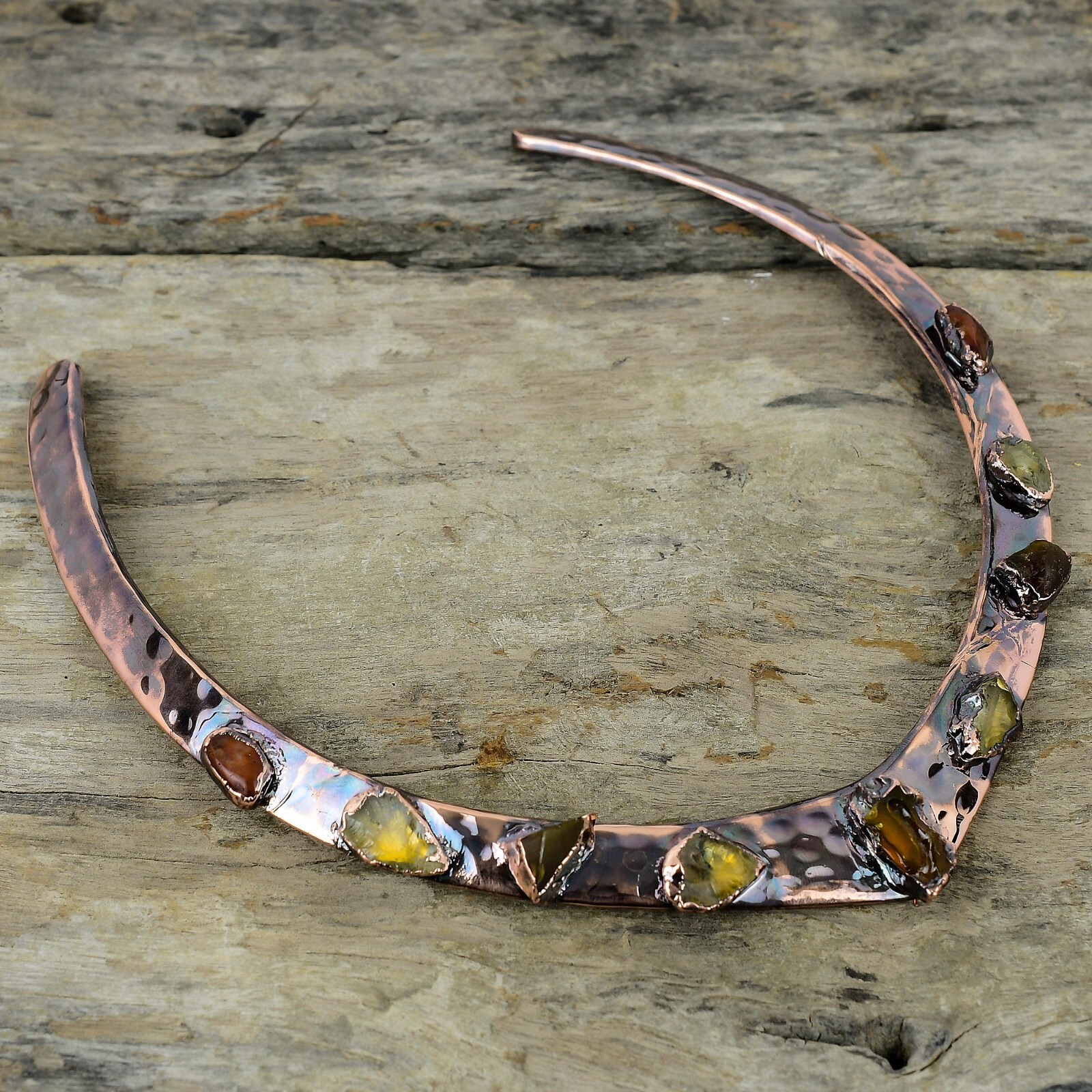 Hessonite Rough Copper Gift For Briedsmaid Electroformed Necklace Adjustable”