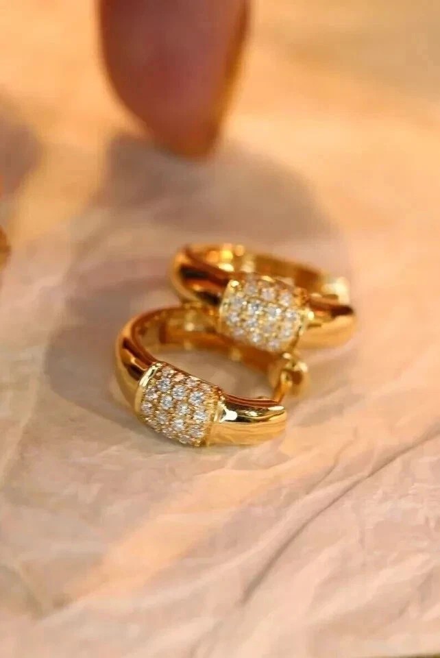 2Ct Round Cut Simulated Diamond Women’s Hoop Earrings In 14k Yellow Gold Plated