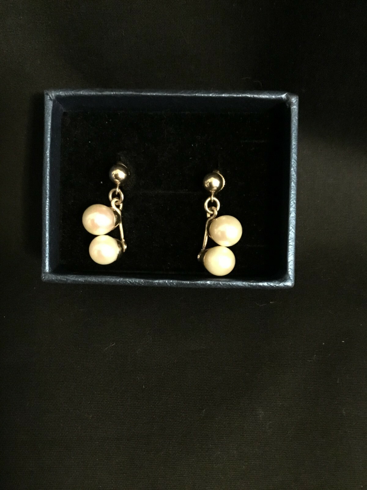 BEAUTIFUL VINTAGE  PEARL 1/20 12KGF DANGLE PIERCED EARRINGS
