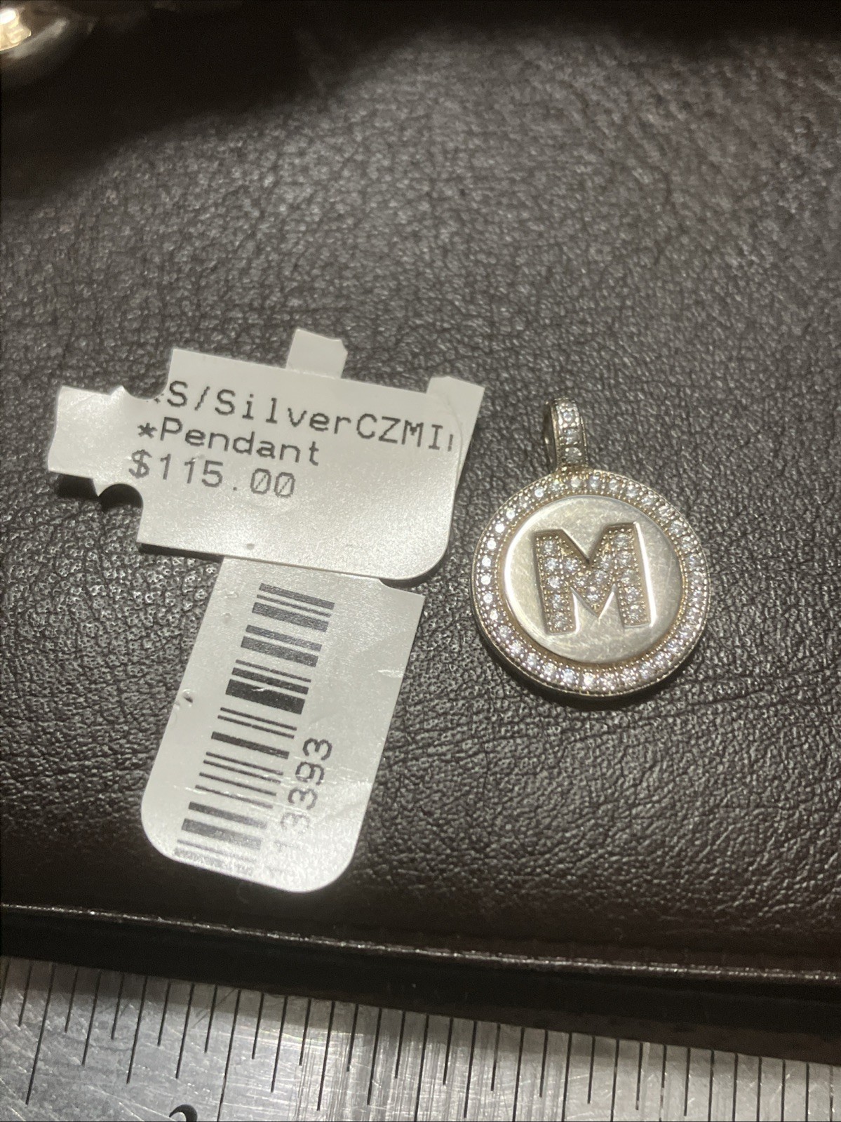 925 Sterling Silver Initial M Pendant With Cubic Zirconia 1.8 Grams CI 925 CN