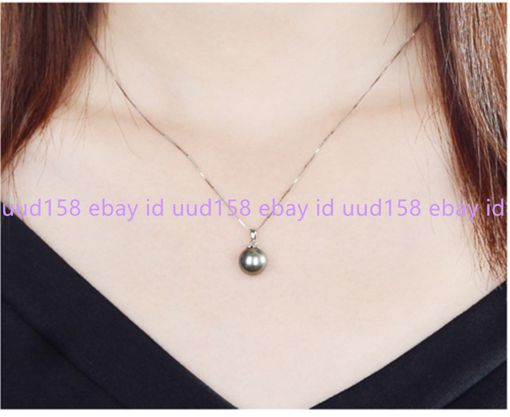 Tahitian SHELL Pearl 8/10/12/14/16mm pendant 925 Silver 18″ Necklace gift