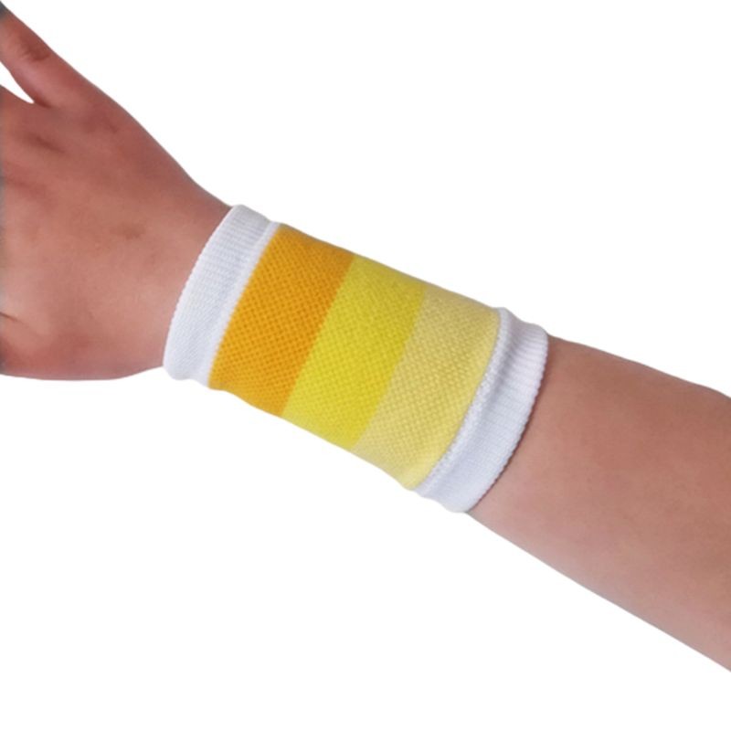 Unisex Sports Wrist Protector Sweatband Gradient Rainbow Stripes Knit Bracelet
