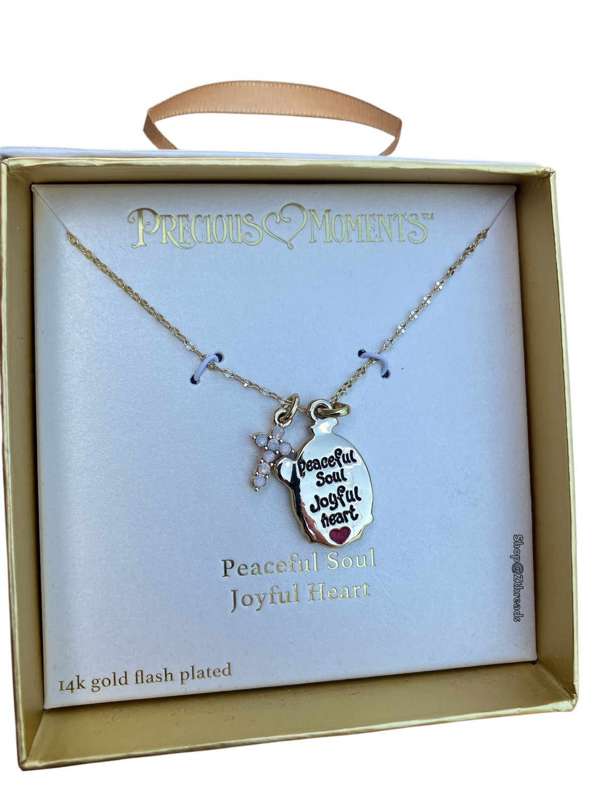 Precious Moments 14k Gold Flash Plated “Jesus Loves Me” Pendant Necklace